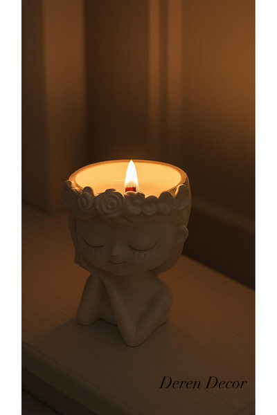 DEREN Melek kız Mumluk kokulu biblo obje vazo ev yaşam ofis cafe bahçe dekor ...