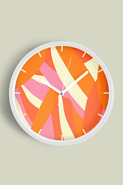 JHAAR Ceas de perete cu design modern - 42 cm - Carcasă albă cu sticlă fronta...