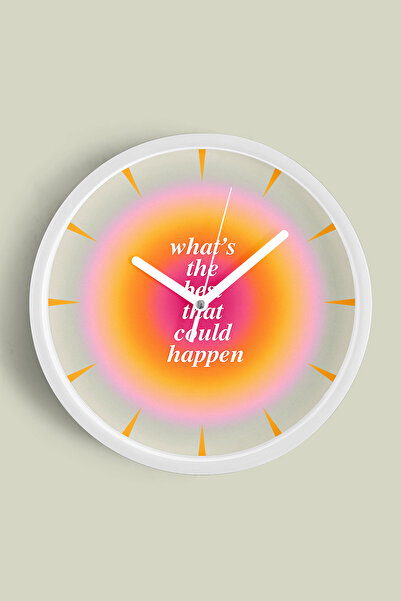 JHAAR تصميم حديث بخط مكتوب - ساعة حائط 'ماذا يحدث من أفضل ما يحدث؟' - 30 سم -...