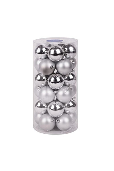 Magic Home Set of 30 Christmas baubles, silver
