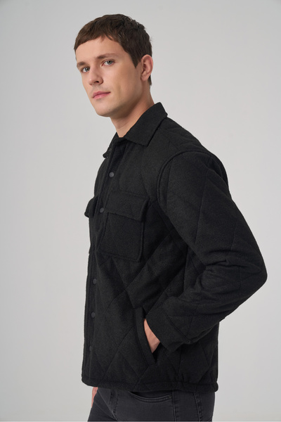 Morven Men's Black Wool Dynamic Fit Berber Collar Coat