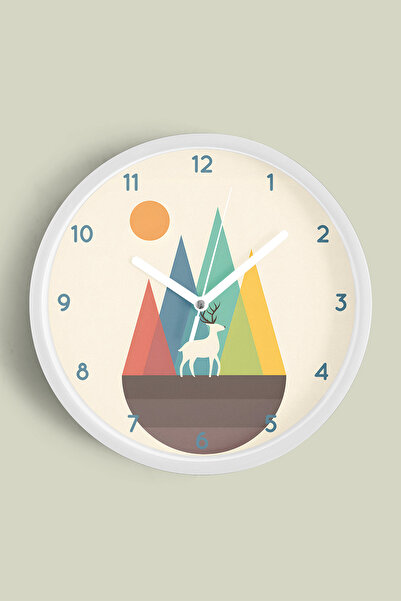 JHAAR Ceas de perete modern cu cerb abstract - 25 cm - Carcasă albă cu sticlă...