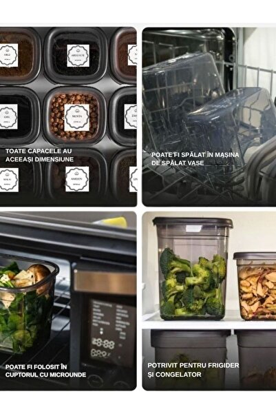 Mira Home SET OF 6 RECTANGULAR CONTAINERS WITH LABEL – 1500 ML