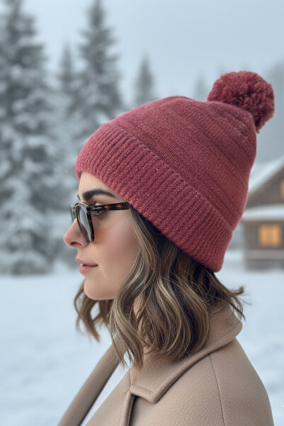 novon Scandinavian Design Warm Fur Inside Soft Textured Beanie