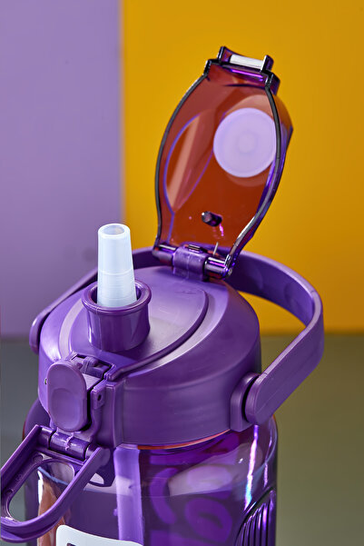 espashome Sports Water Bottle - 1000 ml with Straw, Lockable Lid, Water Leakproof Design - Purple