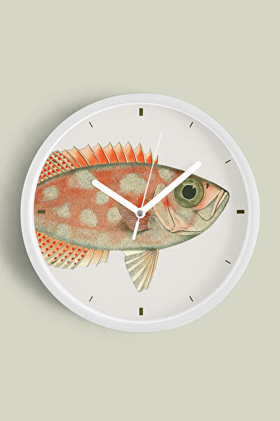 JHAAR Ceas de perete modern Fish Design - 35cm - Carcasă albă cu sticlă pe fa...