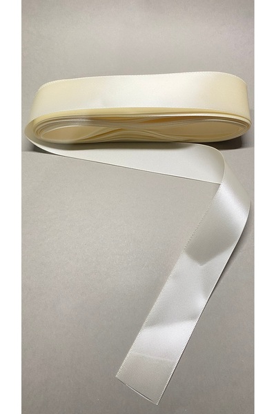 Massaltay Cream Satin Ribbon 3 cm 5 Meters – Shiny Decorative Ribbon, Gift Wrapping, Henna and Hobby Decoration