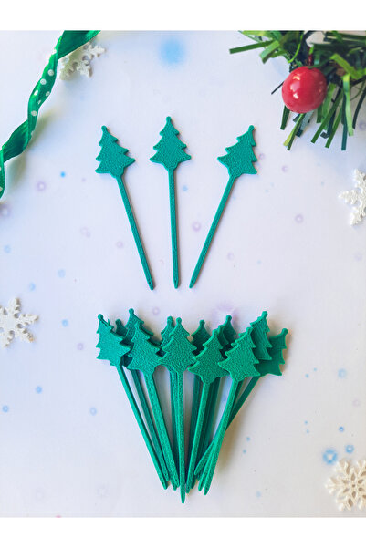 Atolye Doruk Pine Tree Christmas Cupcake Toothpick-New Year Table Decoration Ornament-Pine Tree Cake Toothpick, Cocktail Stick