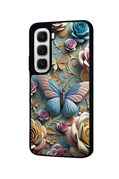 Aksel Kılıf Infinix Hot 60 Compatible Printed , Matte Black, Soft Silicone, Protective, Shock Absorbing Cover, Case