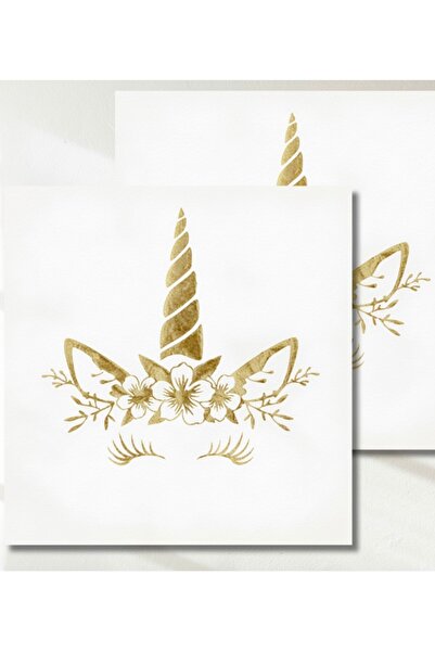 Öztürkpartievi Gold unicorn Printed napkin birthday party celebration