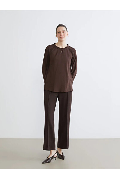 LC Waikiki Ruffled Crew Neck Blouse