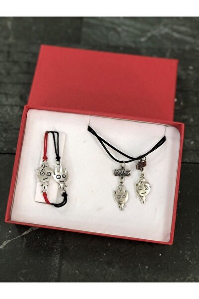 C&On Design Kırmızı Kutulu Ateş Ve Su Çift Hediyelik 2 Adet Kolye Ve Bileklik...