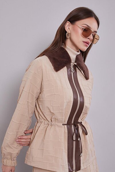 Levidor Beige self-printed skirt set