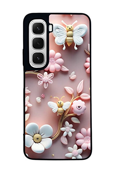 Aksel Kılıf Infinix Hot 60 Compatible Printed , Matte Black, Soft Silicone, Protective, Shock Absorbing Cover, Case