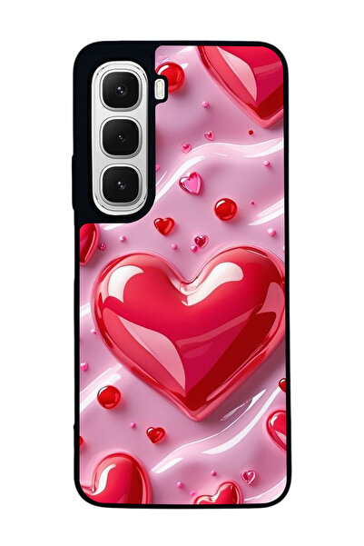 Aksel Kılıf متوافق مع هاتف INFINIX Hot 60i مطبوع ، أسود غير لامع، سيليكون ناع...