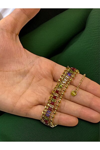 NEW STYLE A luxurious and elegant women's bracelet, adorned with colored zircon stones, measuring 16 + 5 cm, and comes in a suitable gift box.