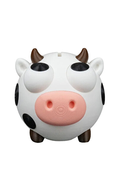 Genel Markalar Sevimli İnek Kumbara - Dekoratif Para Kutusu 13 cm - 3D Baskı