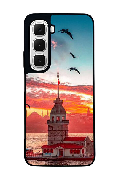 Aksel Kılıf متوافق مع هاتف INFINIX Hot 60i مطبوع ، أسود غير لامع، سيليكون ناع...