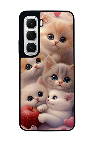 Aksel Kılıf متوافق مع هاتف INFINIX Hot 60i مطبوع ، أسود غير لامع، سيليكون ناع...