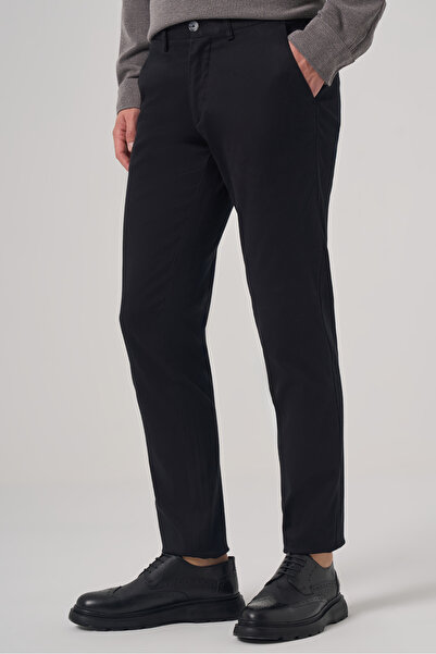 Morven Men's Black Cotton Trend Slim Fit Chino Trousers