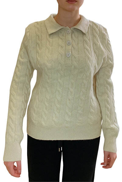 Qualia Butik Women's Hair Knit Collar Soft Sweater