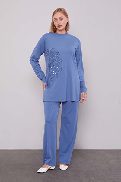 Levidor Indigo Edge Pattern Detailed Stone Double Set