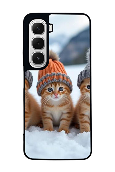 Aksel Kılıf متوافق مع هاتف INFINIX Hot 60i مطبوع ، أسود غير لامع، سيليكون ناع...