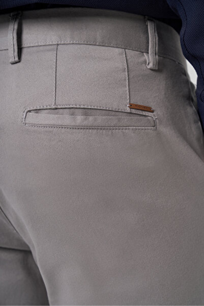 Morven Men's Gray Cotton Trend Slim Fit Chino Trousers