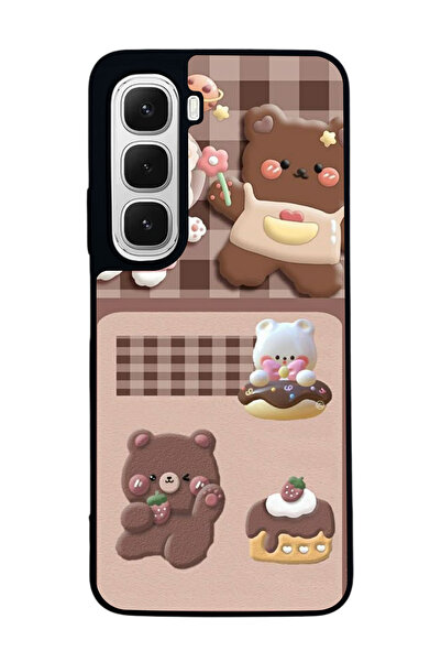 Aksel Kılıf متوافق مع هاتف INFINIX Hot 60i مطبوع ، أسود غير لامع، سيليكون ناع...