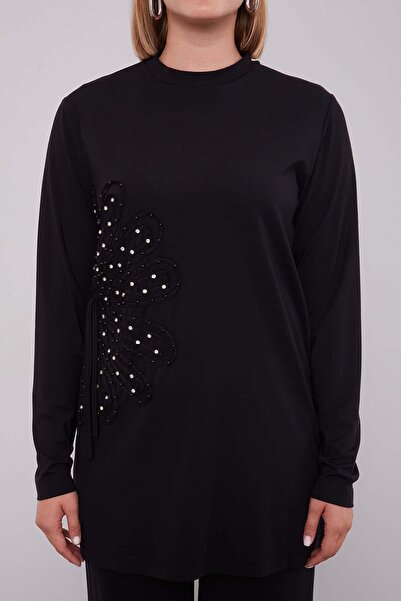 Levidor Navy Blue Edge Pattern Detailed Stone Double Suit