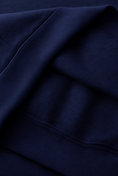 LUMİZA Women's Navy Blue Oversized Hooded Thick Tracksuit Set with Fleece Inside