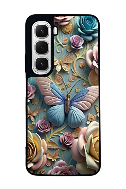 Aksel Kılıf Infinix Hot 60 Compatible Printed , Matte Black, Soft Silicone, Protective, Shock Absorbing Cover, Case