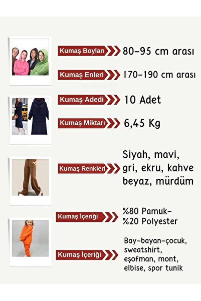 Yiğit Kumaş 3 Yarn Combing Cotton Fabric Set, 10 Pieces with Lengths Ranging from 80-95 cm