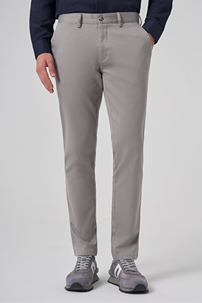 Morven Men's Gray Cotton Trend Slim Fit Chino Trousers