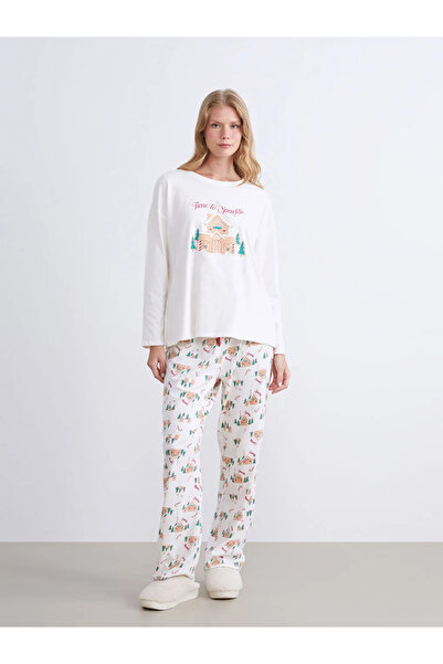 LC Waikiki Crew Neck Christmas Themed Women's Pajamas Set