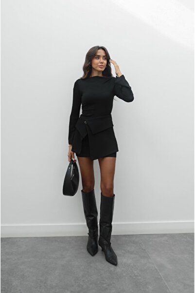 Havoş Black Skirt Piece Detailed Dress