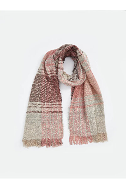 LC Waikiki Fringed Plaid Patterned Women's Scarf