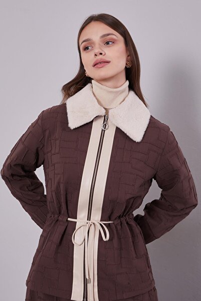 Levidor Coffee Self-Patterned Skirt Set