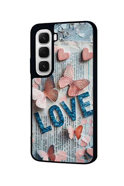 Aksel Kılıf Infinix Hot 60 Compatible Printed , Matte Black, Soft Silicone, Protective, Shock Absorbing Cover, Case