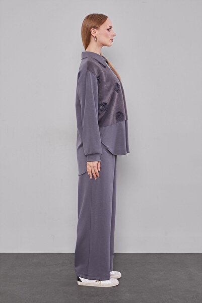 Levidor Anthracite Rose Detailed Double Set