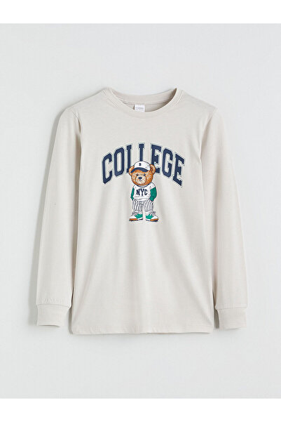 LC Waikiki LCW Kids Bisiklet Yaka Ayı Teddy Baskılı Erkek Çocuk Pijama Takımı