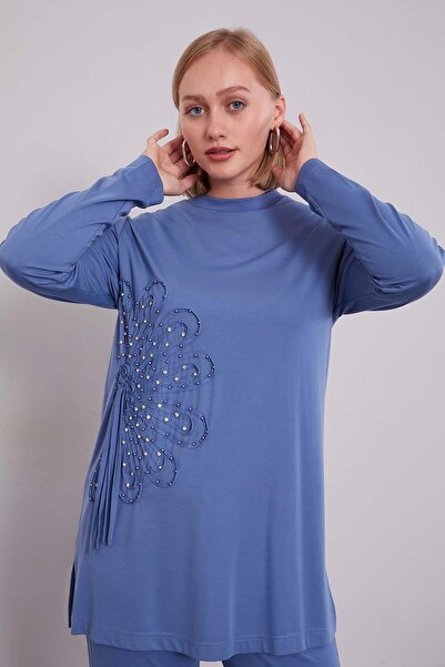 Levidor Indigo Edge Pattern Detailed Stone Double Set