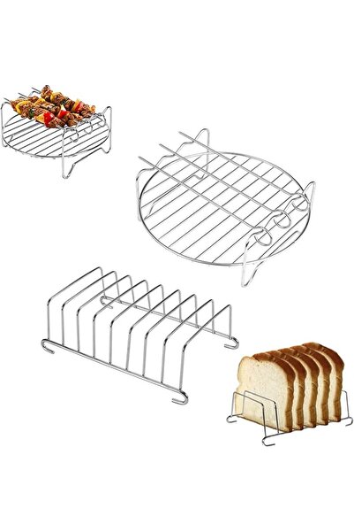 Genel Markalar Airfryer Izgara Teli, Universal Boyutta, ÇELİK TEL, Izgara Şiş Ve Ekmek Kızartma Rafı Seti