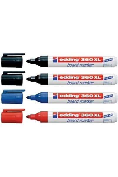 SoyluhanStore 360 XL Refillable Whiteboard Pen 4 Pcs 2 Black 1 Red 1 Blue