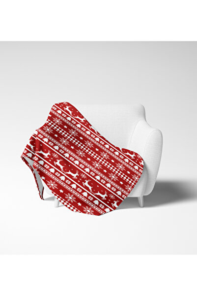 Erays Home New Year's Deer Patterned Themed 3D Printed Fleece Blanket Tv Blanket Merry Christmas