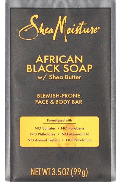 NONAMEE SheaMoisture African Black Soap with Shea Butter for Face & Body, 3.5 oz (99 g)