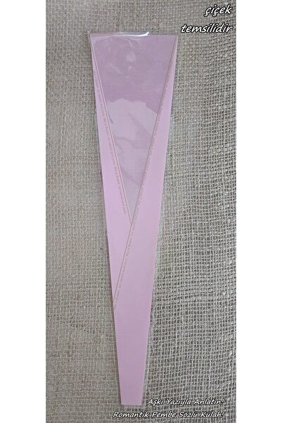 hobidaşım 5 Adet Yazılı Tekli Gül Ambalaj Külahı | Romantik Pembe Buket Poşet...