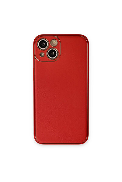 Twin Store غطاء سيليكون من جلد الكوكو لهاتف آيفون 14 - أحمر