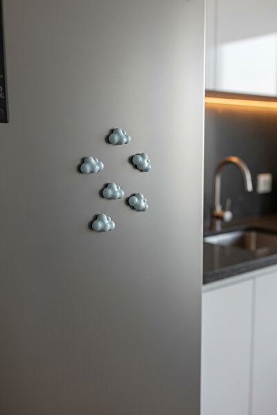 Gragold3Design 6’lı Dekoratif Bulut Magnet Seti – Buz Mavisi