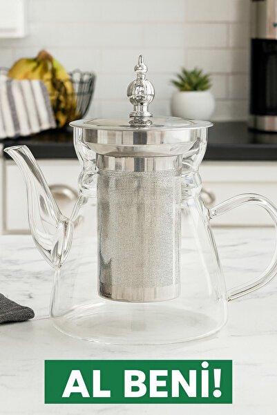 Dia Glass Teapot with Strainer Borosilicate Stainless Steel 800 ml Modern Filtered Herbal Tea